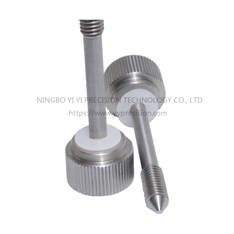 Step fastening adjustment hand twist screws. Mechanical equipment can be hand tightened fastening parts/screw connection metal accessories/stainless steel fastening screws/hand twisting knurled method/hand twisting knurled anti-loosening screws.