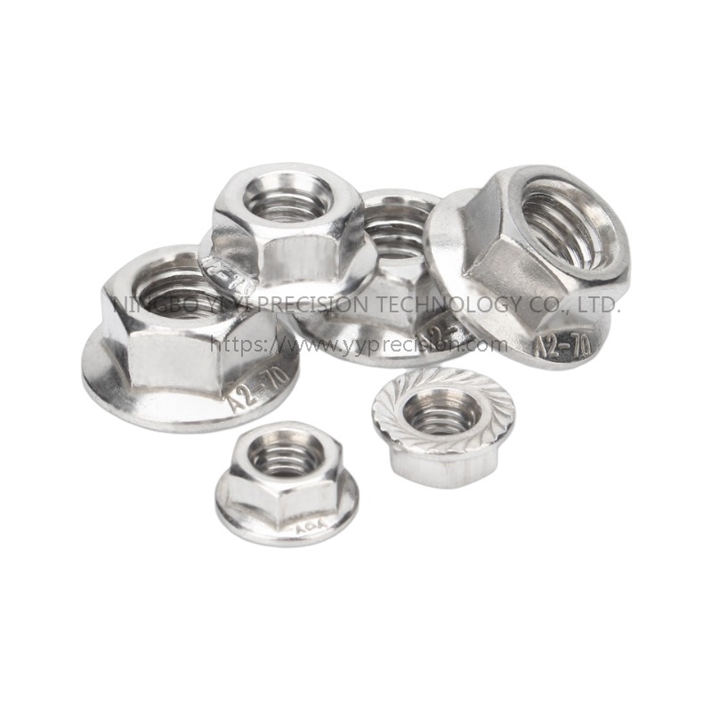 304 stainless steel hexagonal flange toothed lock nut photovoltaic bracket nut flange surface flower tooth lock nut non-standard parts customization